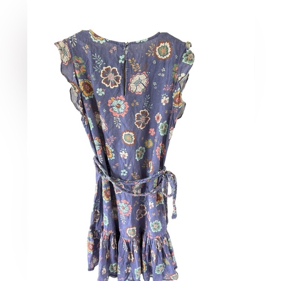 Marine Layer Laney Dress Ruffle Sleeve Tiered Mini Marlin Hibiscus Floral - Picture 5 of 8